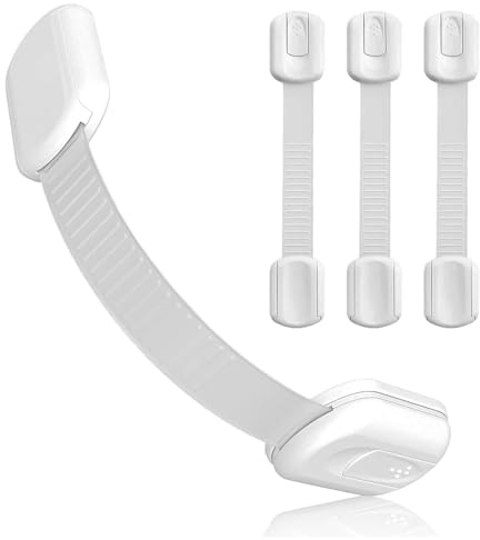 Matenf Child Proof Cabinet Locks (4 Packs), Baby Toddlers Locks for Drawers, Refrigerator Safety Latches for Kids Pets, Durable Safe ABS Material Strong Adhesive, No Drill Tool Needed Easy to Use