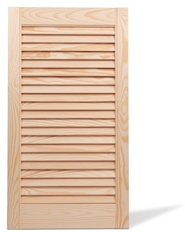 Bortaberg Louvre Door, Pine Wood, Vented Open, Natural or White Color, Slatted Wardrobe Doors, Internal Louvre Cupboard Doors, Various Sizes (Natural 1406mm (55'') x 294mm (11.6''))