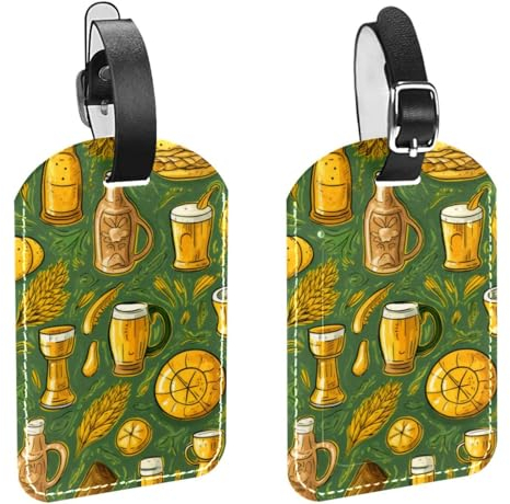 Gepäckanhänger,Taschenanhänger für Gepäck,Reisekofferanhänger,2-Pc,Bier-Essen-Cartoon-Tisch