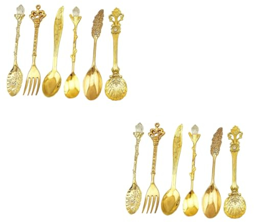 Cabilock Lot De 12 Magnifiques Cuillères À Agitateur Sculptées Et Créatives Style Rétro Pour Glaces Style Occidental Pour Boissons