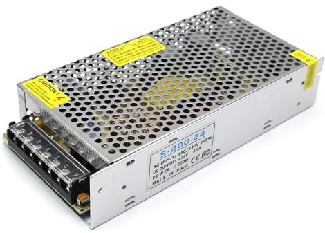 InShareplus - Fuente de alimentación (24 V, 8,5 A, 200 W, conmutación regulada, transformador de 230 V a controlador LED 24 V, transformador, adaptador para tira LED, impresora 3D, proyecto