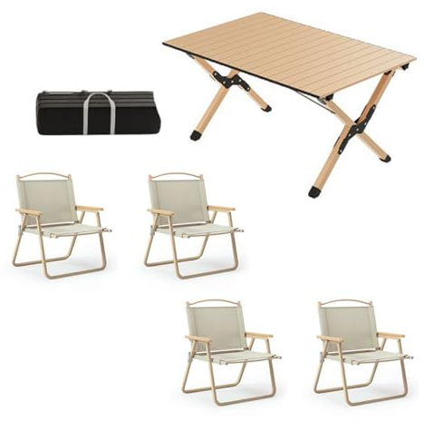 5-teiliger, Klappbarer Camping-Tisch, Tragbare Outdoor-Rasenstühle Und Aufrollbarer Aluminiumtisch Mit Tragetasche, Leichter Picknicktisch Und Stühle Für Den Terrassengarten-Grill