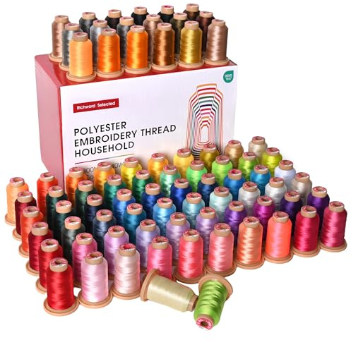 Poolin Richword Selected 800M 80 Colors Embroidery Thread, 40WT(108D/2) Polyester Thread Set for Embroidery and Sewing Machines, Full Color Range for Creative Embroidery