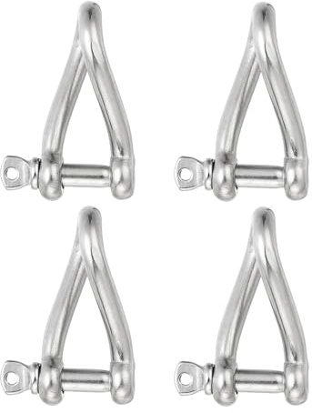 PATIKIL 316 Stainless Steel Twist Shackle 3/16 5mm, 4 Pack 264 Lbs Load Screw Pin Shackles for Traction Steel Wire Ropes Marine Handling Accessories