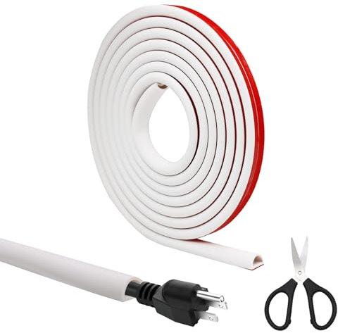 3M Mini Canaleta de Cables, Scettar 15X10mm Canal de Cable Flexible en Forma de D Cable Canaleta Cables Pared Adhesivo para Cubierta para Cables de TV en Paredes Cables en el Suelo de la Pared
