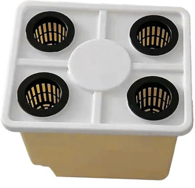 Ronyme Hydroponics Bucket with Siphon Elbows Soilless Cultivation Tool 12HX10x9inch Vegetables Growth Planter for Shopping Malls, 4 Hole Lid