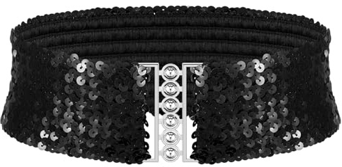 Pailletten Breite Gürtel Damen Metall Schnallen Glänzender Taillengürtel