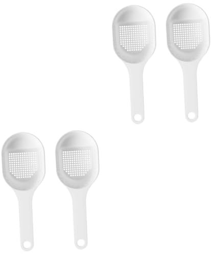 Amosfun 4pcs Plastic Kitchen Utensils Multipurpose Sieve Spoons Colander Flour Sieve Spoons for Baking Cooking Filter Smooth Frosted Surface