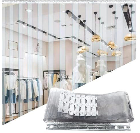 SYFXZZDS PVC Streifenvorhang Lamellen für Industriell Garage Geschäft, Wasserdicht PVC Vorhang Transparent Winddicht Staubdicht PVC Lamellenvorhang Streifenvorhang(135x230cm/53.15x90.55in)