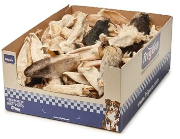 Frigera Orejas de Cordero con Pelaje 100 Uds. 3000g – Snack Natural para Perros, sin Gluten ni Cereales, Snack sin Olor