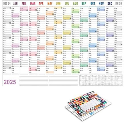 Tafelkalender Jahresplaner, Wandkalender, Jahreskalender Inkl. Kleine Übersicht Folgejahr Rainbow Wandplaner Mit Ferien-Übersicht
