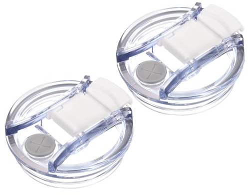 Sourcing Map Lot de 2 couvercles de gobelets ronds en plastique blanc avec fermeture à rabat, 9 cm de diamètre