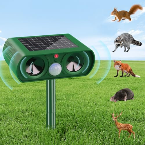 Solar Cat Repellent Ultrasonic, Cat Scarers for Gardens, Applies to Repeller Cat, Mole, Squirrel, Raccoon, Skunk, Rabbit, Deer, Rat, Rodent