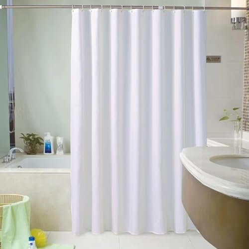 HNBFKD Cortina de Ducha Blanca Impermeable, sólida, divisoria, para baño, bañera, Grande, Ancha, con Ganchos. 180x230cm/71x91in(WxH)
