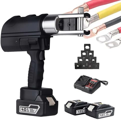 QFGain Alicates De Crimpado HidráUlicos Recargables De 10-300 Mm² - Crimpadora AutomáTica De Terminales De Cable De 60 Kn, 4-8 Segundos/Crimpado, Crimpadora De Cables EléCtricos, Fibra óPtica,300