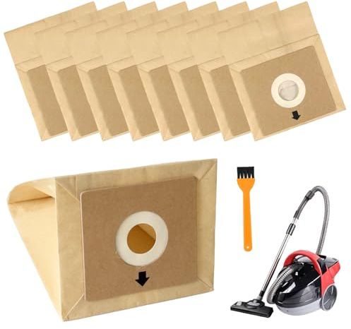 10 Vacuum Cleaner Bags, Compatible with Bush Model VCB35B15C1J7W-70 Argos Value VC-401 VC-402 VYTRONIX RBC02 BC-402 BC-501 Hoover Bags, Strong Dust Bags (Include 1 Dusting Brush)