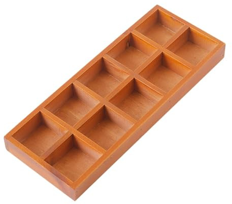 Baoblaze Wooden Storage Divider Box Compartment Tray Countertop Organization Rustic 10 Grid Section Box for Art Crafts Home Flowerpots