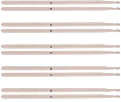 LRXIYODE 5 Paare Ahornholz Schlagzeugstöcke Professionelle Drumsticks für Anfänger und Fortgeschrittene Rutschfeste Griffe Langlebig für Erwachsene