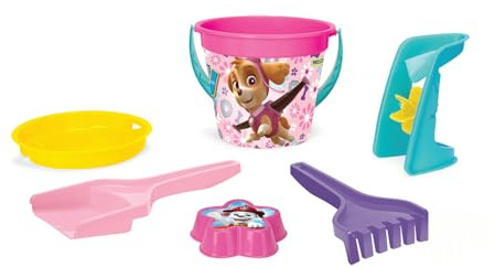 Wader 81137 – Paw Patrol sandleksaksset med 3,4 L hink, sil, sandkvarn, spade, kratta och sandform, 6 delar, för barn från 12 månader, som en gåva för kreativt spel