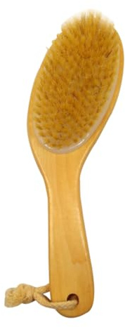 CIYODO Brosse Bois pour Bain et Massage Corporel avec Poils Exfoliants et Manche Courbé Stimule la Circulation Sanguine et Adoucit la Peau