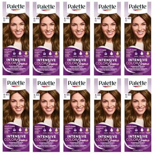 Confezione da 10 palette Intensive Color Cream 6 – 65 (W5) Nougat Hair Color – Full Box – con istruzioni in lingua inglese (lingua italiana non garantita)