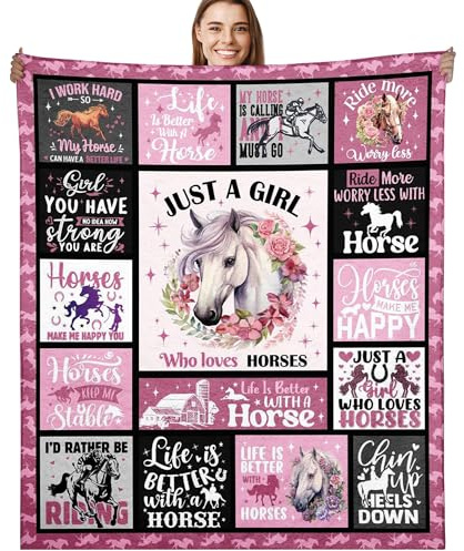 GalaVee Horse Lover Gift Throw Blanket 60x50, Gifts for Girls Who Love Horses, Inspirational & Fun Quotes Soft Flannel Blanket, Pony Gifts for Teens Women, Home Sofa Bed Decor