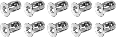 sourcing map 10Pcs M5x18.5mm Jack Nuts, 304 Stainless Steel Threaded Insert Petal Nuts, Multi-Grip Expansion Rivet Nut Fasteners for Hollow Wall Iron Skin Line Use in Thin Soft Wall, Silver