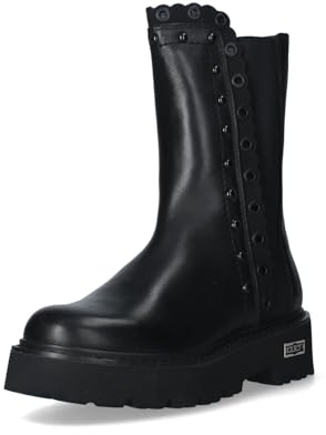 Cult Stivaletto Donna, Pelle Nera, Suola Platform 3 cm, Tacco 4,5 cm, Gambale 20 cm (36-41, Sistema Taglie Calzature EU, Adulto, Numero, Media, 38)