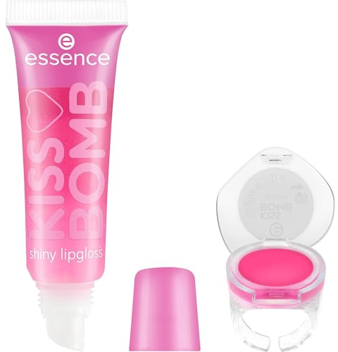 essence KISS BOMB shiny lipgloss & lip balm, Lip Set, Nr. 01, Glänsande, vegansk, utan mikroplastpartiklar, glutenfri, utan parabener, 1-pack (10.8ml)