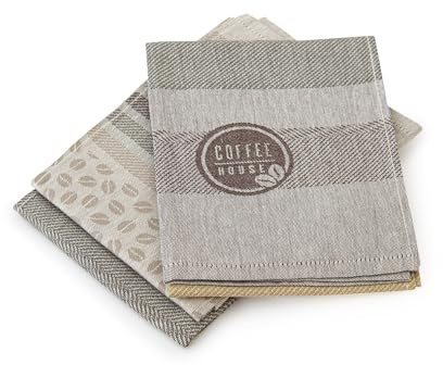 ZWOLTEX – Küche Handtuch Set, 3X Geschirrtüchern 50x70cm Coffee, Saugfähige Lappen, 100% Organic Baumwolle 200g/m2 Tücher, Baumwolltücher mit Oeko-TEX Zertifikat - Beige/Braun
