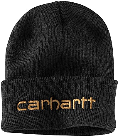 Carhartt Herren Isolierte Strickmütze mit Logo-Grafik und Umschlag, Schwarz, OFA