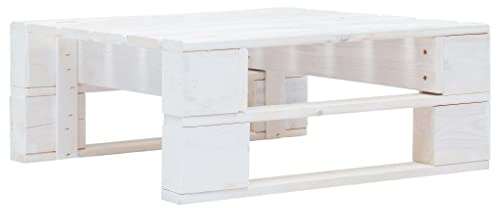 vidaXL Ottomana da Giardino con Pallet Robusto Stile Rustico Sedia Sgabello Esterni Patio Bianca 60x60x25 cm Legno di Pino Impregnato
