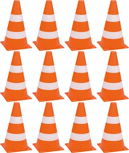 Idena 40085 - Pylonen, 4er Set, Verkehrshütchen aus Kunststoff, für Sport, Outdoor, Slalom, Fußball, ca. 24 x 13,5 cm (3)