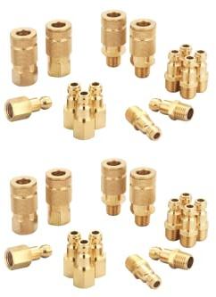 T TANYA HARDWARE Coupler and Plug Kit (28 Piece), Automotive Type C, 1/4 Inch NPT, Solid Brass Quick Connect Air Fittings Set