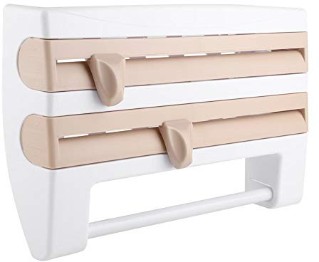 Frischhaltefolienhalter für die Küche, Wandmontage, mit ergonomischem Design für Zuhause, Küche, Werkzeugregal, 39 x 10 x 24 cm (Khaki)
