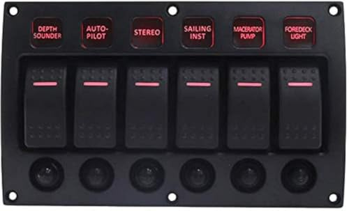 Namvo Boat Car Marine Panneau de commutation à bascule 8 vitesses 3 broches et disjoncteur Surcharge Panneau de commutation LED étanche DC12/24 V Interrupteur marche/arrêt en aluminium