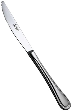 Salvinelli Queen Set Coltelli da Bistecca Acciaio Inox 18/10, Coltello da Bistecca 12 Pezzi Forgiato, Spessore 2,5 mm, Made in Italy, Finitura lucida
