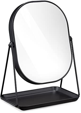 Navaris Kosmetikspiegel Schminkspiegel Tischspiegel mit Schmuckaufbewahrung - Spiegel zum Schminken und Frisieren - Standspiegel mit Aufbewahrung