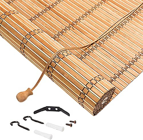 Natürlicher Römischer Blind Bambus Bambus blind, Sonnenschutz Bambus Rollo blind in der Natur, Lichtfilter Rollo blind, Datenschutz-Screener Rollos Holz Roller Vorhang ( Size : 120x180cm/47x71in )