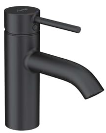 KLUDI BOZZ Waschtischarmatur (382663976) inkl. Push-Open Ablaufgarnitur, Einhandmischer 75 mm, Wasserhahn Bad, Schwarz Matt, 1-Loch Montage, 5 l/min, Keramik-Kartusche