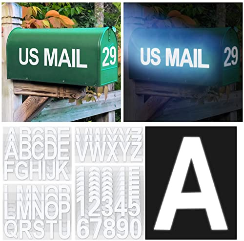 Seloom 148 PCS 3 Reflective Mailbox Numbers Stickers for Outside,White Letter and Number Stickers Address Numbers for Mailbox,Self Adhesive Vinyl Waterproof House Decal for Door Cars Home