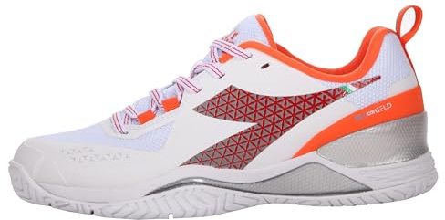 Diadora Chaussures de tennis pour femme « Blushiield Torney W AG » White/Fiery red, Blanc., 43 EU