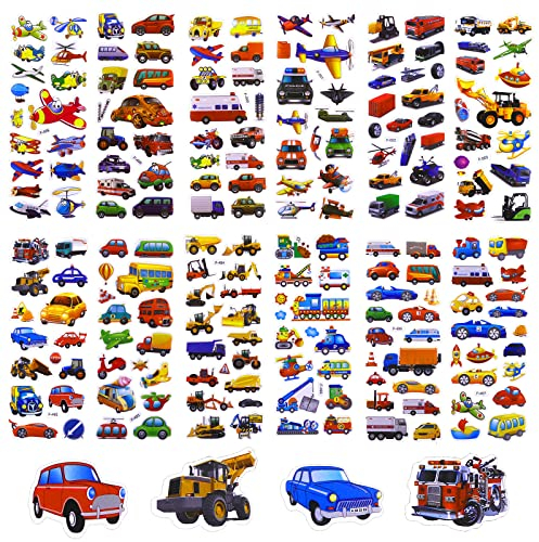 TIESOME 3D Puffy Stickers for Kids - 12 Sheets Cars & Trucks, Teacher Reward Stickers, DIY Decoration Decal for Craft & Scrapbooking