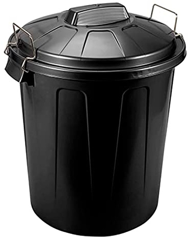 Acan Tradineur - Cubo de Basura con Asas metálicas y Tapa, plástico Resistente, contenedor de residuos, Papelera, Reciclaje, Industrial, hogar, Fabricado en España (Negro, 70 litros)