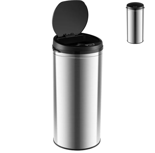 GiantexUK Automatic Sensor Kitchen Bin, 30L Touchless Waste Trash Can with Soft Closure Lid, Infrared Technology & Fingerprint-Proof Coated Exterior, Stainless Steel Smart Rubbish Bin for Home Office