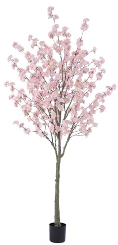 Nafresh Tall Artificial Cherry Blossom Tree - 8Ft(96'), Realistic Potted Silk Faux Cherry Blossom for Indoor/Outdoor Home Office, Living Room, Bedroom, Porch Floor Decor