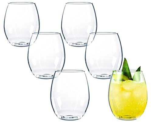 DoimoFlair Bicchieri da cocktail e da vino in plastica infrangibili, bicchieri da bere in policarbonato, trasparenti, 40 cl. Set da 6 pezzi