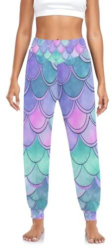 Mermaid Scales Girls Genie Pants, Womens Pants Casual Loose Fitting Pants for Women, Tai Chi Pants