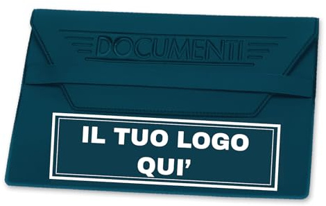 Porta Documenti Personalizzato con Logo Nome Testo Libretto Assicurazione Bollo Macchina Tagliando per Concessionaria Auto 50 Pezzi (Blu Scuro)