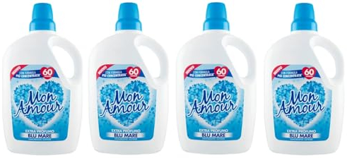 Felce Azzurra 4x Fougère Bleu Mer Amour Adoucissant Bleu Mer – Parfum Inconmitable, Vêtements souples – 60 lavages – 3 l